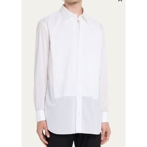 Brioni white pleated poplin french cuff dress shirt Size 16.5 Old Money Luxe